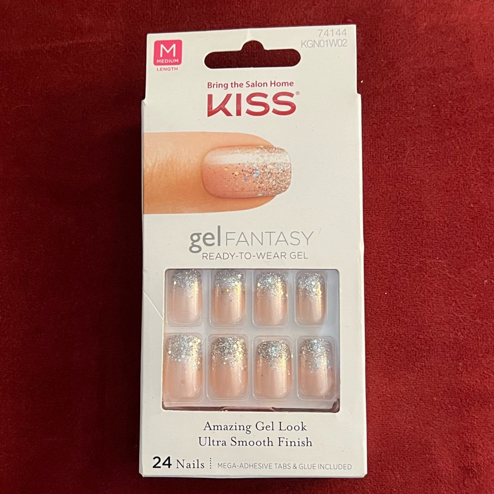 ✨ 5/$25 ✨ Kiss Gel Fantasy Nails with Silver Glitter